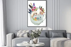 Plakat: Zając z kwiatami