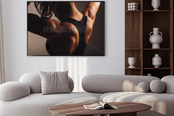 Plakat: Zakończenie strzelający plecy żeński sprawność fizyczna model.