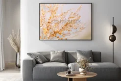 Plakat: Zasuszone gałązki rośliny na stonowanym tle