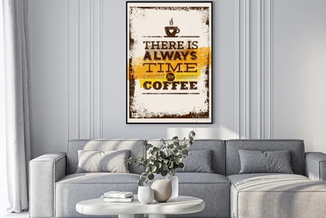 Plakat: Zawsze jest czas na kawę. kreacja vintage plakat concept.
