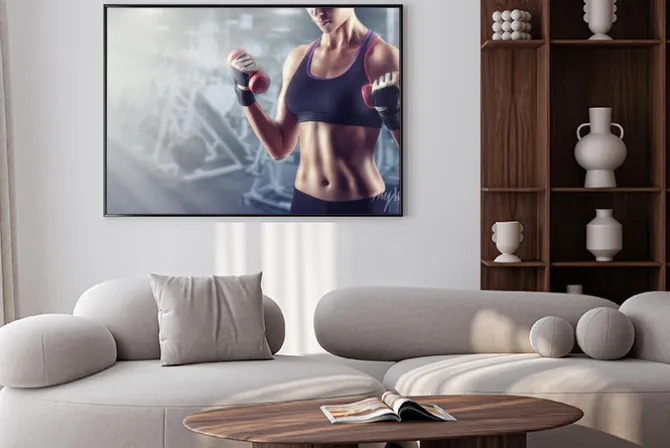 Plakat: Zbliżenie na dziewczynę na siłowni