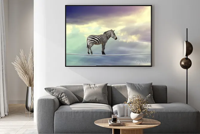 Plakat: Zebra chodzenie na linie