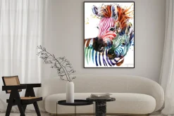 Plakat: Zebry o kolorowych paskach