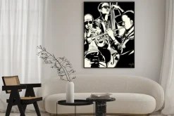 Plakat: Zespół jazzowy z trąbką i kontrabas