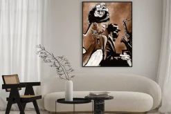 Plakat: Zespół jazzowy z wokalistą, saksofon i fortepian - ilustracja