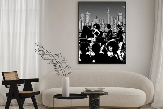 Plakat: Zespół muzyczny jazz występując w nowym jorku