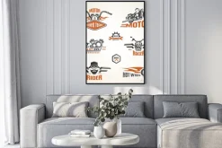 Plakat: Zestaw etykiet rocznika motocykla, odznaki i elementy projektu