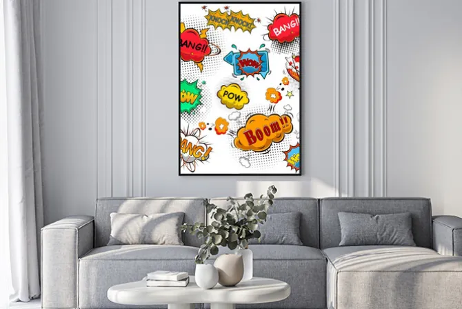 Plakat: Zestaw komiksowych dymków z napisami