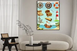 Plakat: Zestaw marine, letnie wakacje wektor 3d ikony