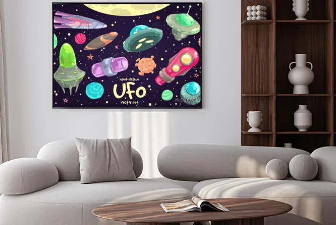 Plakat: Zestaw ręcznie rysowane ufo