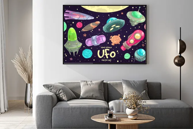 Plakat: Zestaw ręcznie rysowane ufo