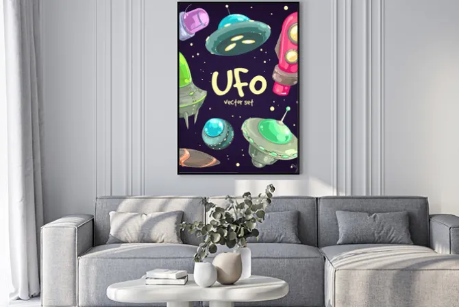 Plakat: Zestaw ręcznie rysowane ufo