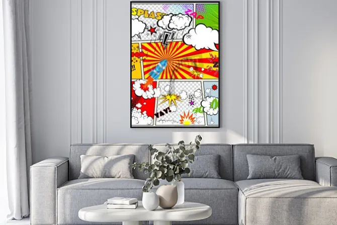 Plakat: Zestaw retro comic book wektor projektowania elementów, mowy