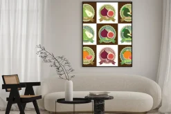 Plakat: Zestaw różnych świeżych owoców najwyższej jakości naklejki etykieta