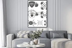 Plakat: Zestaw rocznika siłowni emblematy etykiet i elementy konstrukcyjne