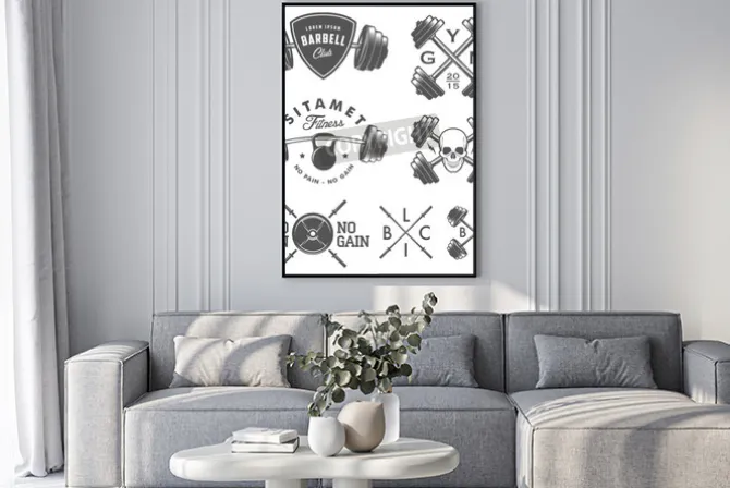 Plakat: Zestaw rocznika siłowni emblematy etykiet i elementy konstrukcyjne