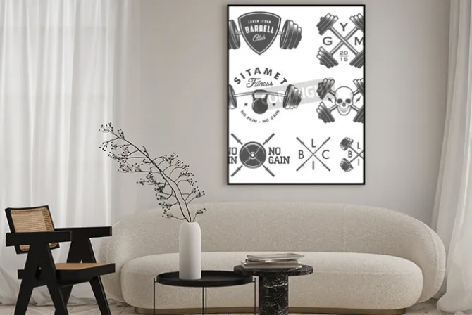 Plakat: Zestaw rocznika siłowni emblematy etykiet i elementy konstrukcyjne