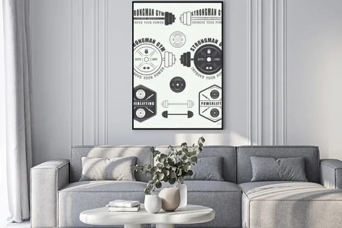 Plakat: Zestaw siłownia logo, etykiety, odznaki i elementów w stylu vintage