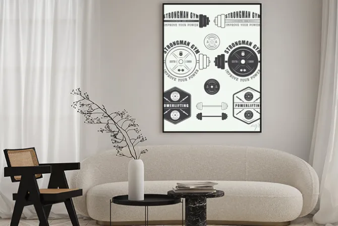 Plakat: Zestaw siłownia logo, etykiety, odznaki i elementów w stylu vintage