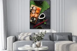 Plakat: Zestaw sushi i rolki maki i zielonej herbaty