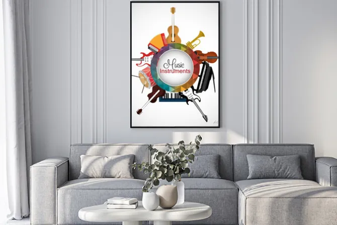 Plakat: Zestawienie instrumentów muzycznych