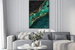 Plakat: Zielono czarny marmur z akcentami złota