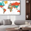 Plakat: Zielony czerwony żółty brązowy world map - granice, kraje i miasta