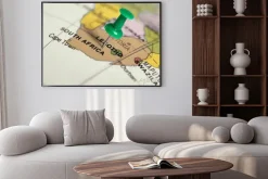 Plakat: Zielony pin na mapie.