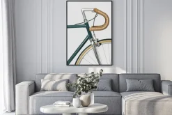 Plakat: Zielony rower w stylu vintage