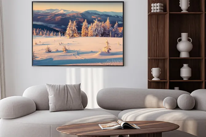 Plakat: Zimowa łąka w górach