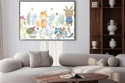 Plakat: Zimowe leśne zwierzątka w szalikach i czapkach