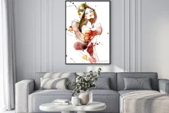 Plakat: Zmysłowa para malowana akwarelą w artystycznym ujęciu