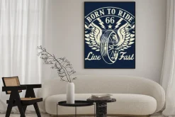 Plakat: Znak motocyklowy z napisami