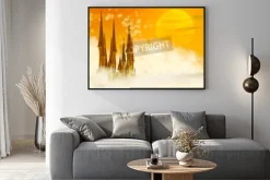 Plakat: Złoty bajkowy zamek w chmurach