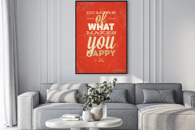Plakat: Zrobić więcej, co czyni cię szczęśliwym typografii ilustracji