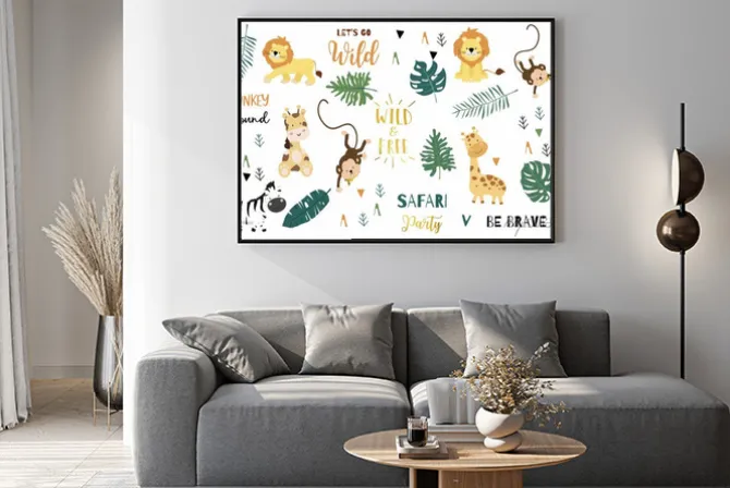 Plakat: Zwierzątka safari dla dzieci