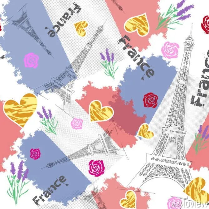 Tapeta: Узор с флагом франции и с эйфелевой башней