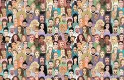 Tapeta: A large set of faces of young people of different nationalities.