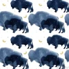Tapeta: A seamless pattern with watercolor realistic bison silhouette