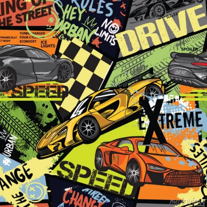 Tapeta: Abstract seamless pattern with sport cars .bright background