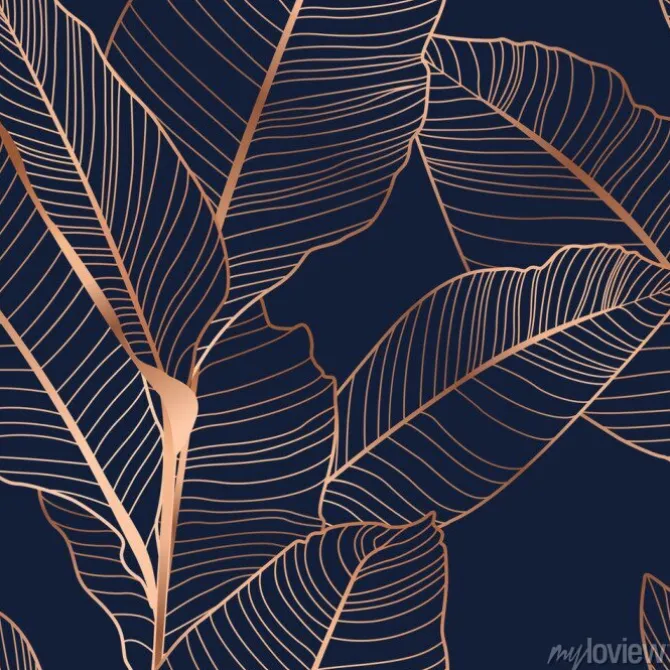 Tapeta: Abstrakcyjne złote liście bananowca
