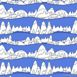 Tapeta: Ładny krajobraz zimowy. bożenarodzeniowy bezszwowy wzór z deers,