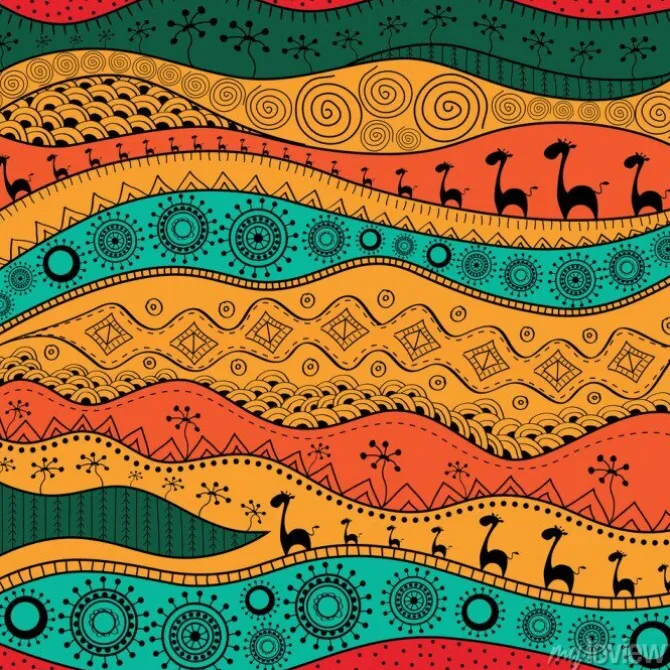 Tapeta: African ręcznie rysowane wzór etno, tribal tła. może być stosowany