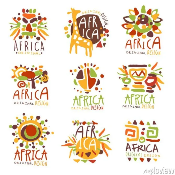 Tapeta: Afryka ustawiona na oryginalne logo. podróże do afryki kolorowe