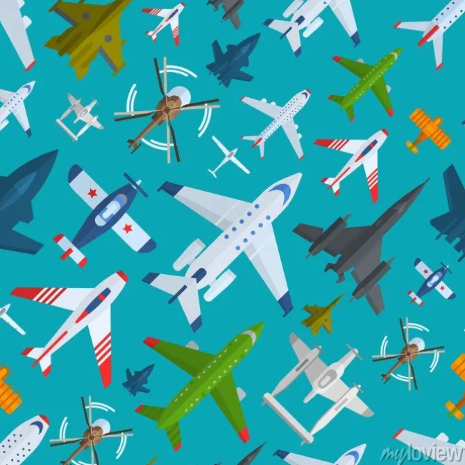 Tapeta: Aircraft plains widok z góry ilustracji wektorowych bez szwu