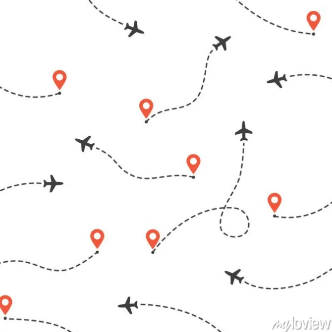 Tapeta: Airplane routes pattern. travel and tourism background. air traffic