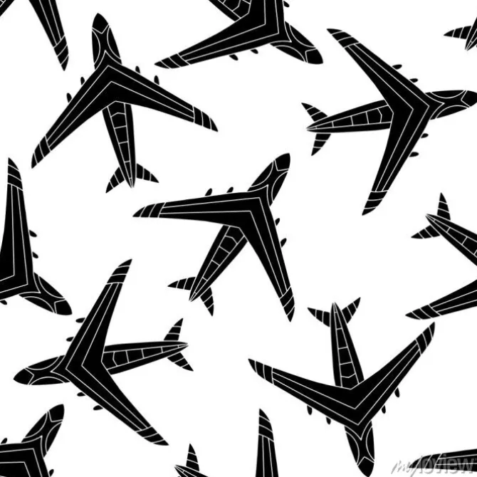 Tapeta: Airplane vector pattern. silhouette airplane background.