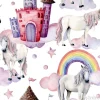 Tapeta: Akwarela baśniowy wzór z jednorożce. ręcznie malowane magiczne