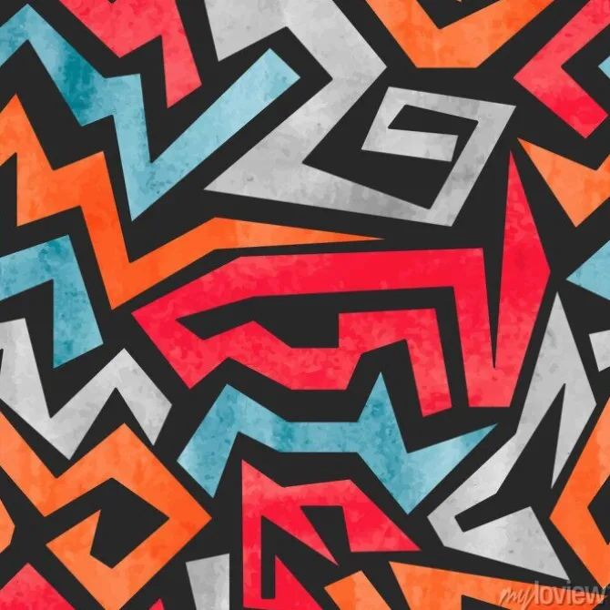 Tapeta: Akwarela grafitti szwu. wektor kolorowe geometryczne abstrakcyjna