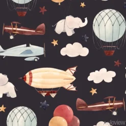 Tapeta: Akwarela samolot dziecko wzór